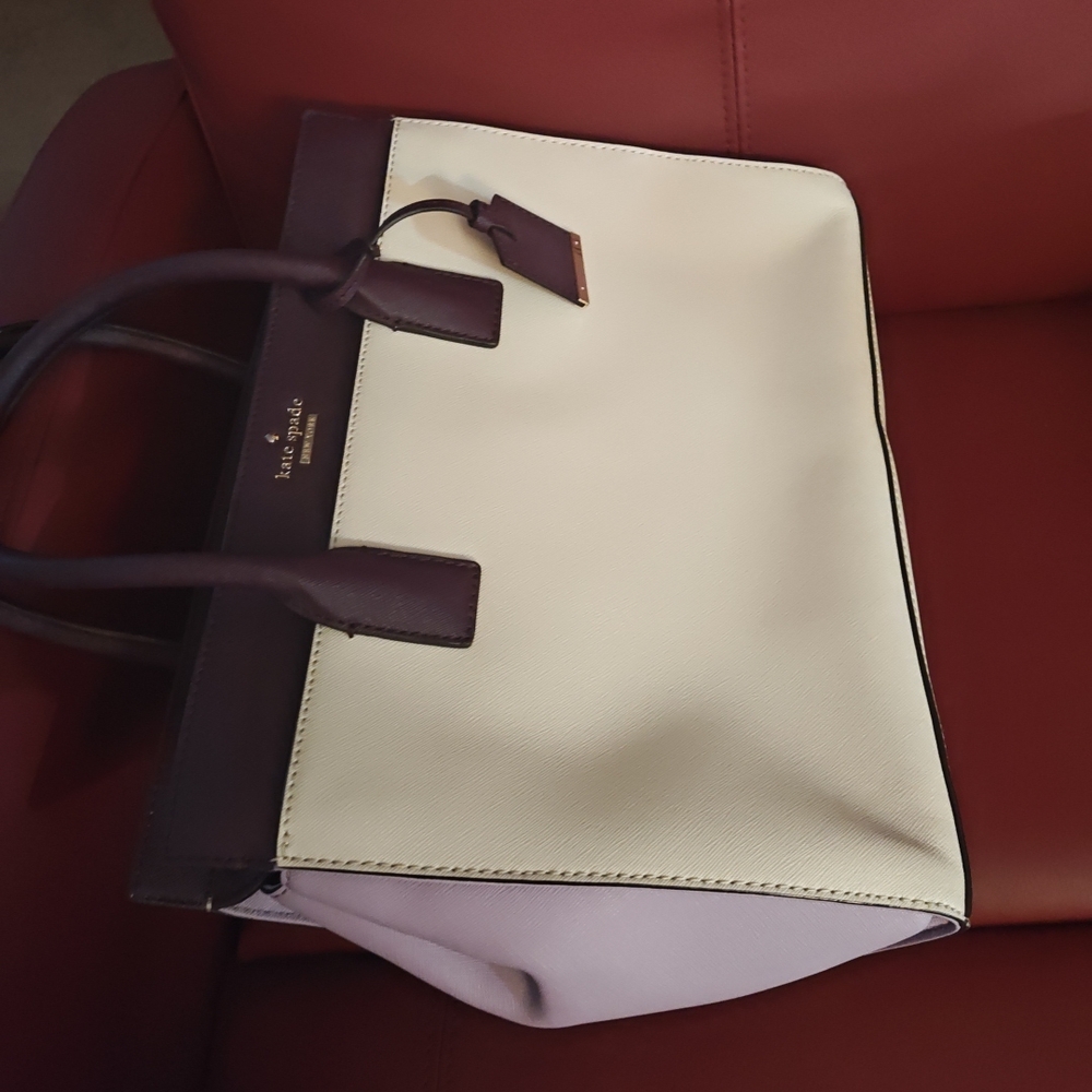 Kate Spade Cream and Purple Satchel with Structured Design - Picture 3 of 5